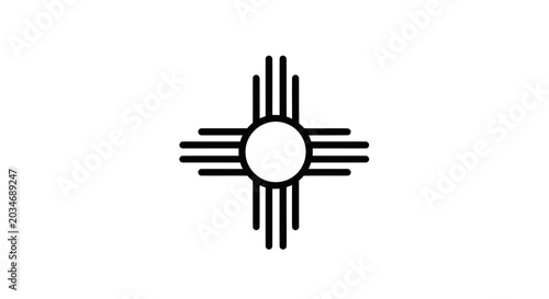 Schilderij op canvas New Mexico Zia Symbol Icon, Sun Symbol, Native American Art, Geometric Design
