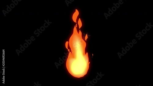 Animated 2d fire with cartoon  stylized flames and glowing effect, suitable fire element 2d, vfx animation , and fire animation ,alpha channel only 4k. 