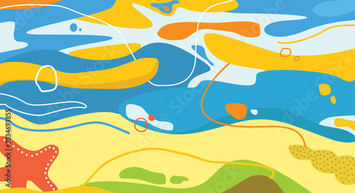 Abstract ocean waves and beach sand vector background