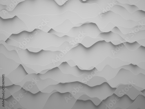 Wavy smooth white layered paper with soft shadows backdrop