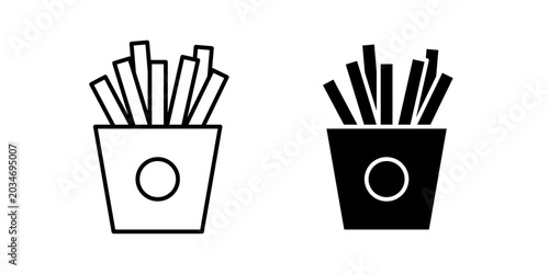 Fotografie Fries icon in stroke and solid fill style, displayed in black on white background