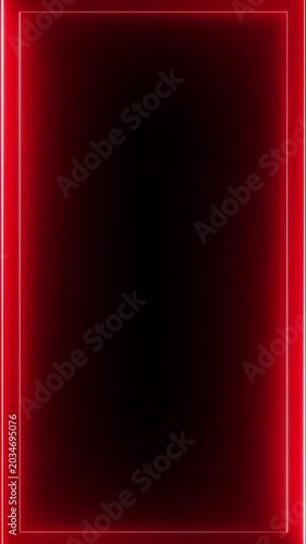 A dark, rectangular void is framed by a thick, glowing red neon border, creating a sense of intense focus and dramatic illumination for a central black space.