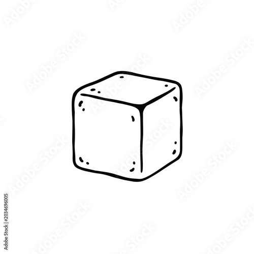 Simple sugar cube line art vector, minimalist sugar cube icon illustration