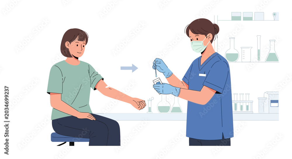 Obraz premium Doctor administering vaccine to patient in medical lab setting illustration