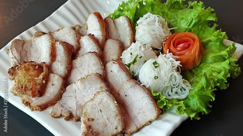 Grilled Pork with Rice Vermicelli (Banh Hoi), Vietnamese Food.