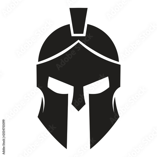 Foto Spartan warrior helmet icon silhouette ancient Greek symbol  isolated on white b