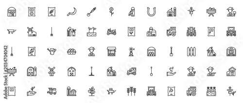 Schilderij op canvas Farming icon set