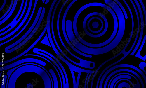 Slika na platnu Abstract black and blue swirling patterns dominate the image