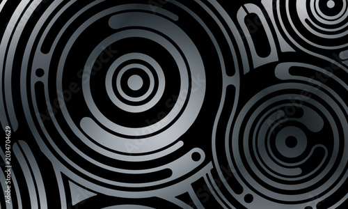 Slika na platnu Abstract black and grey swirling patterns dominate the image