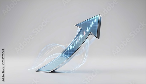 Futuristic finance growth visualization with investment market analytics and digital economy