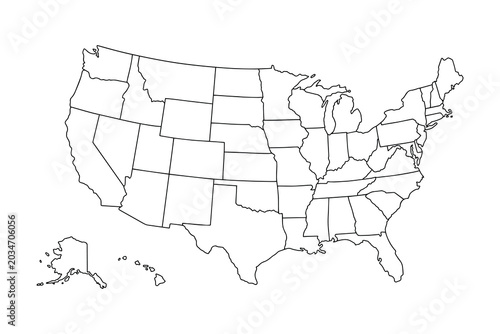 Tableau sur toile United States map outline with state borders vector