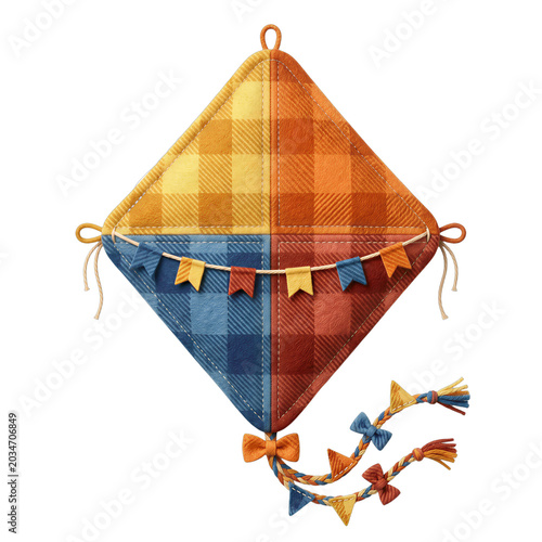 Festa Junina Kite with Bunting and Tail Illustration