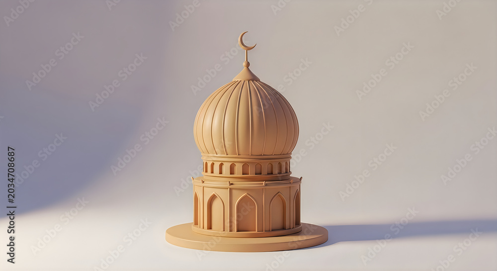 Fototapeta premium 3d render of a traditional mosque dome with crescent moon finial