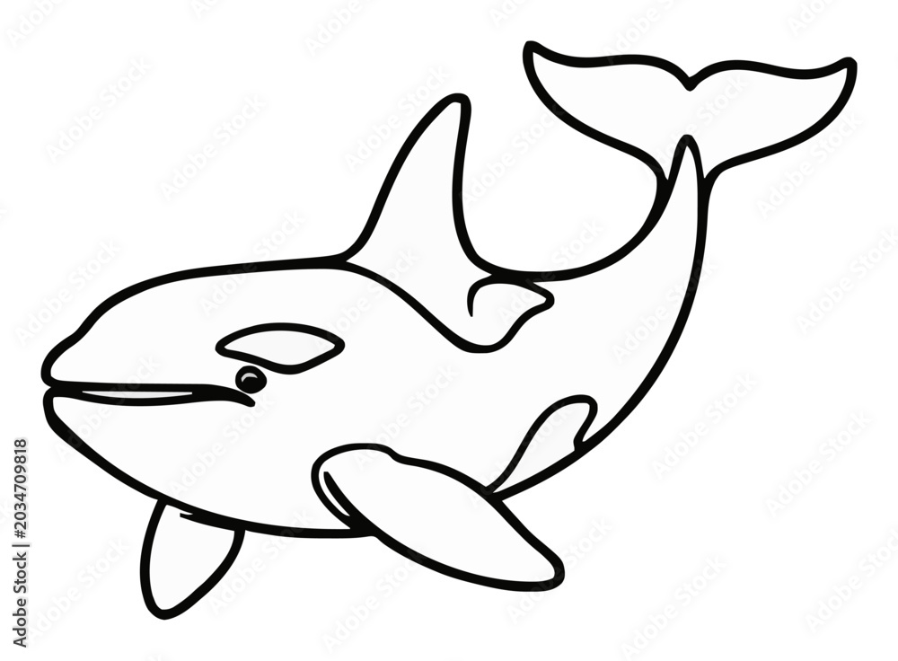 Naklejka premium Orca whale front view line art icon. Generative AI