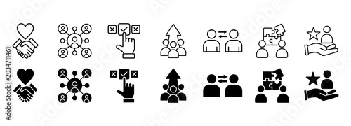 Social capital include such things as interpersonal relationships icon set Vector Illustration Concept