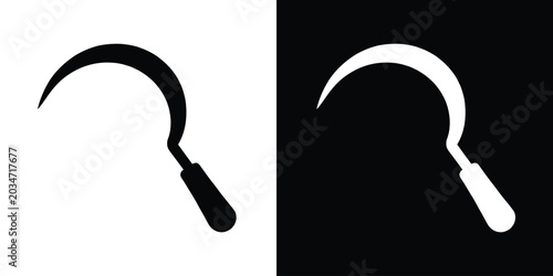 Tableau sur toile Grass sickle silhouette vector, sickle tool icon