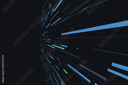 Obraz na płótnie Abstract blue and teal streaks converging into deep space background