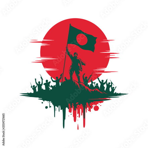 Fotografie Bangladesh Liberation War Victory and Freedom Fighters Silhouette Vector Artwork