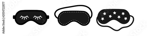 Set of three sleep masks with eyelashes and stars, rest concept