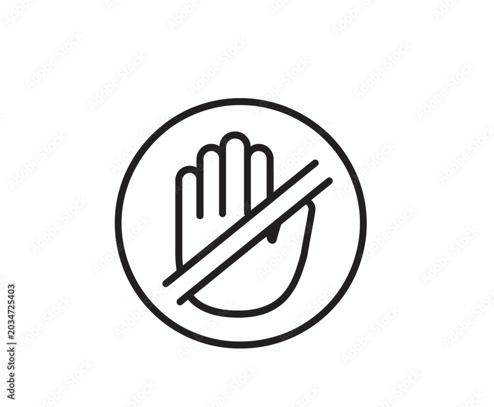 Obraz premium No Entry Hand Gesture Stop Line Icon