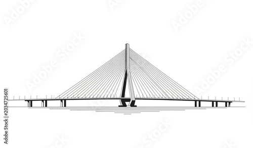 Quadro su tela Cable stayed bridge design with central pylon