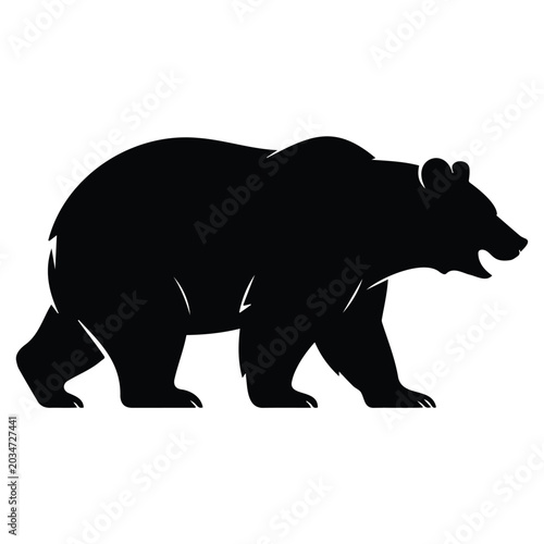 Photos Grizzly bear walking silhouette showing powerful predator animal in profile view for design