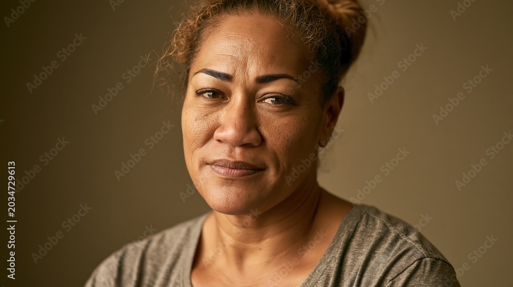Obraz premium Family Caregiver Burnout Middle Aged Pacific Islander Athletic Neutral