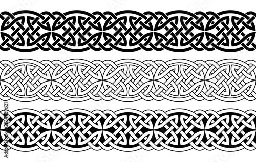 Celtic Knotwork Borders, Seamless Geometric Patterns for Design
