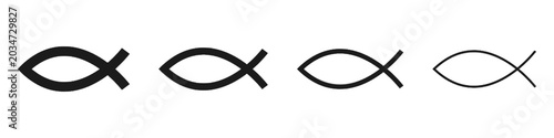 Christian Fish Symbols with Varying Stroke Weights