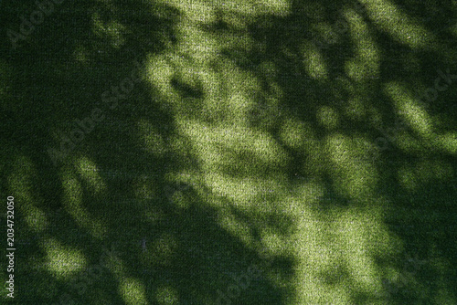 Cuadro en lienzo Artificial grass lawn turf with tree shadow under sunlight