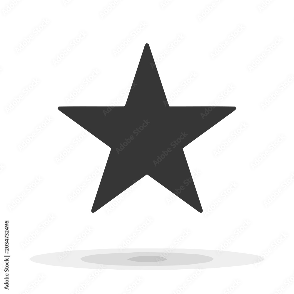Obraz premium Minimalist grey star icon with soft drop shadow, simple graphic design