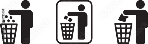Cuadro en lienzo Flat design illustration of person recycling paper waste into separate bins