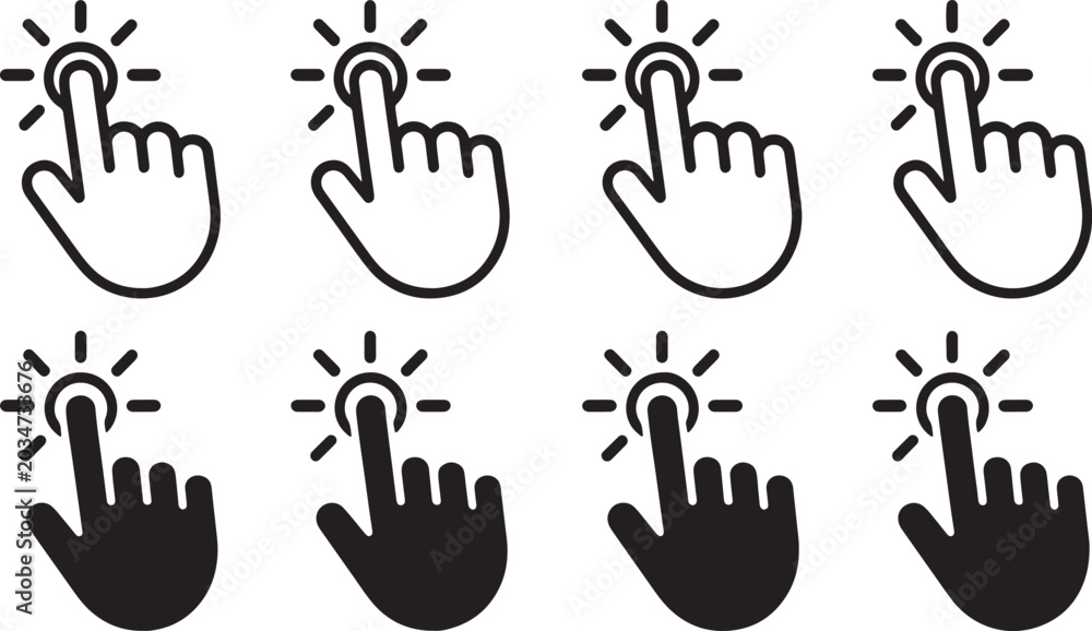 Fototapeta premium Hand pointing to five different directions with finger gestures isolated on transparent background