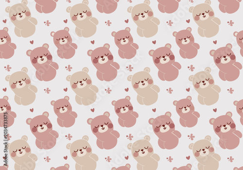 Cute Teddy Bear Seamless Baby Pattern