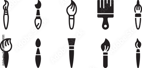 Foto Set of ten different candle flame and wick icons isolated on transparent backgro