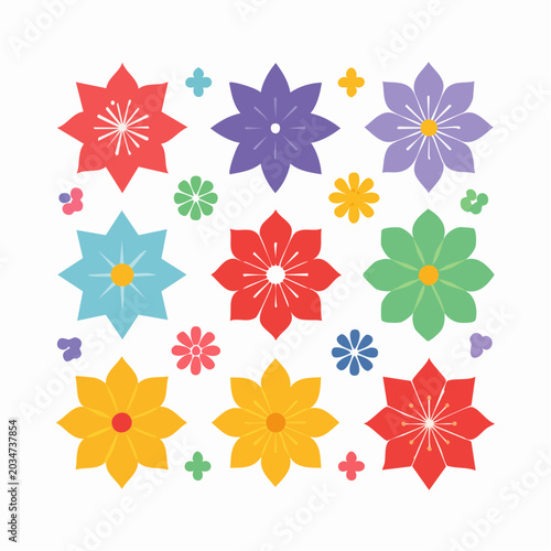Colorful Geometric Flowers Pattern