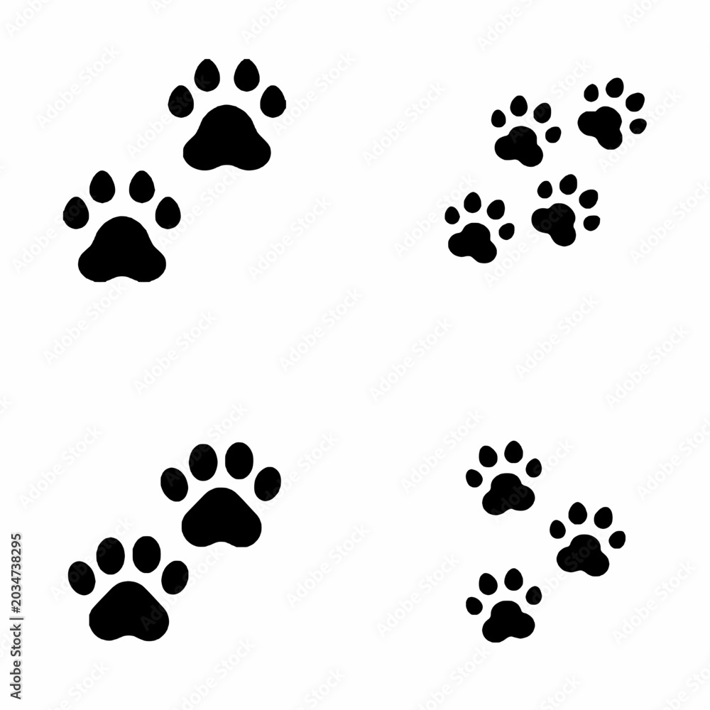 Fototapeta premium animal paw prints icon set