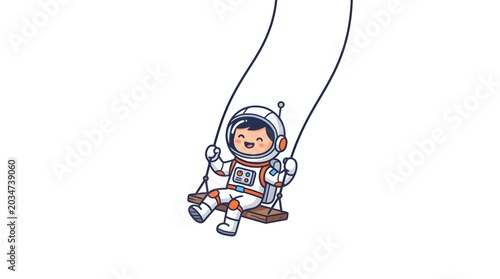 Cartoon Astronaut Floating in Space with Stars and Earth Background Playful Style