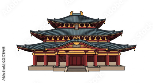 Traditional Asian Pagoda Architecture Building.