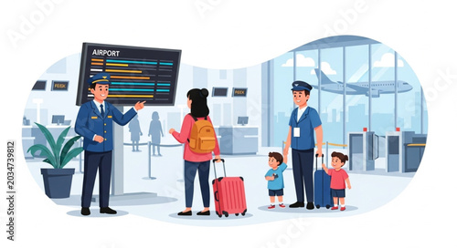 Photos Travelers checking flight information at airport departure board.