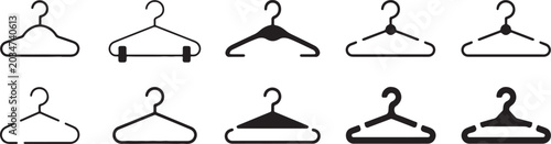 Fotografie Set of ten different coat hanger icons isolated on transparent background