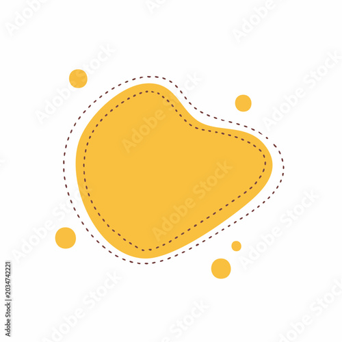 Abstract Yellow Blob Shape with Dotted Outline and Circles