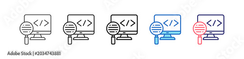 Code Review Icon In 5 Different Styles Set Collection.   