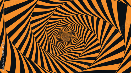 Photos Abstract Black and Orange Hypnotic Spiral Background with Swirling Optical Illus