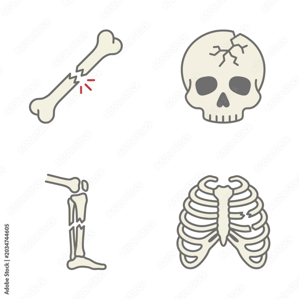 Fototapeta premium Broken Bone Fracture Medical Icons Set