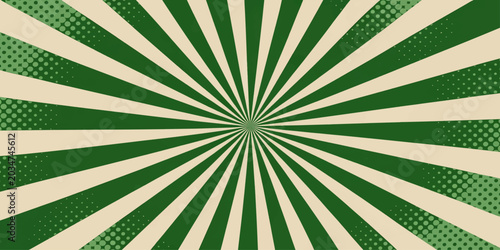 Foto Green retro grunge sunburst background with rays and spiral pattern