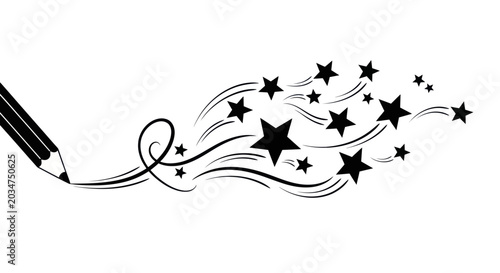 Cuadro en lienzo Pencil Drawing Stars Swirl