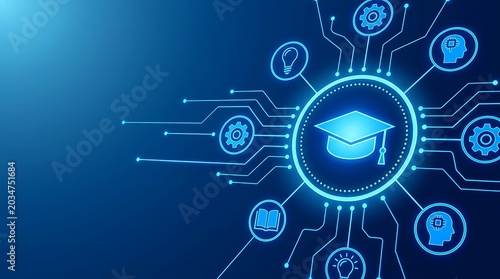 Abstract Digital Education Network: Connecting Icons for Learning, Technology, and Online Knowledge