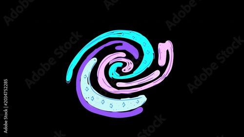 Minimalist hand-drawn galaxy animation with transparent background
