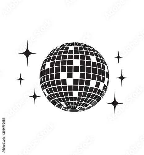 Disco ball with sparkling stars, festive party decoration